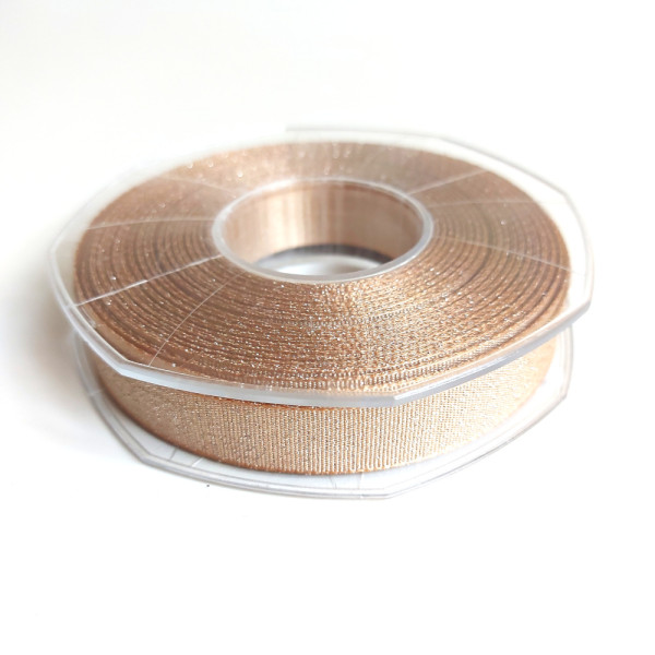 Lurex Satin Double Face Ribbon 16 mm - Color Champagne